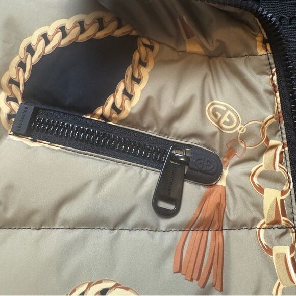 Goldbergh Precious Print Down Ski Jacket Gold Chain Design US 8 - Picture 7 of 12